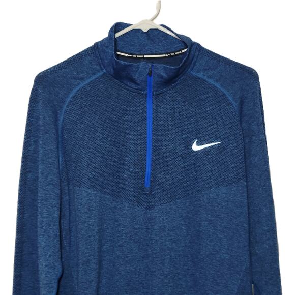 Nike Men's 1/4 Zip Running Tech Long Sleeve Dri-Fit Shirt Size XL Blue - Picture 2 of 11
